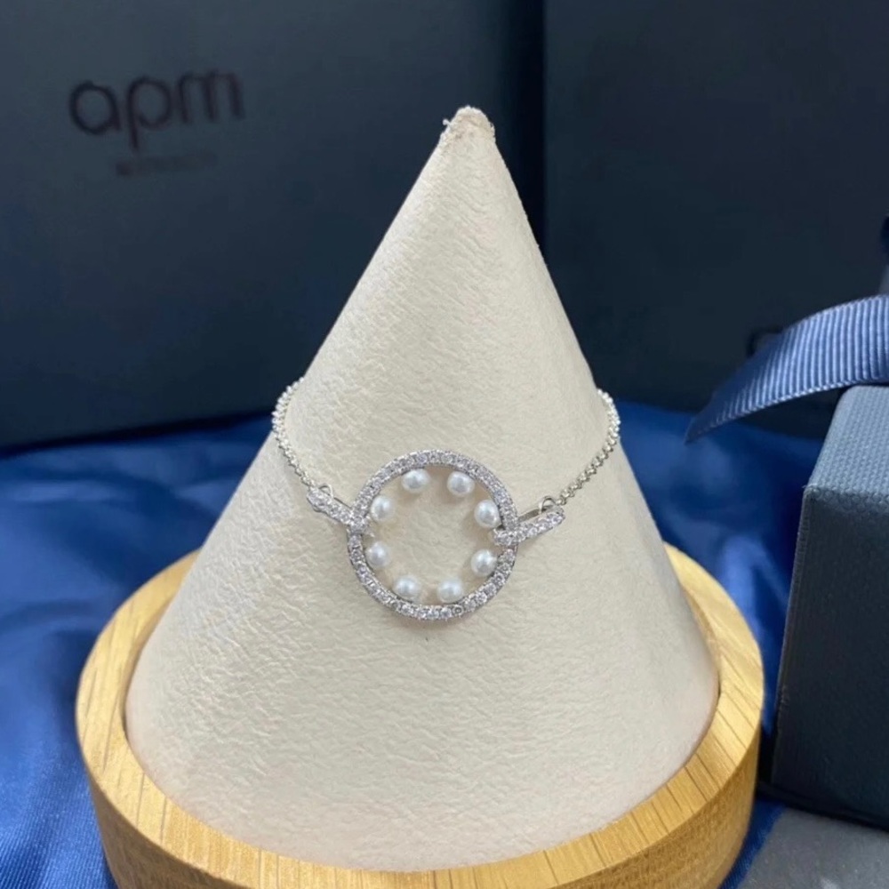 APM adjustable Bracelet with Pearl - sliver
